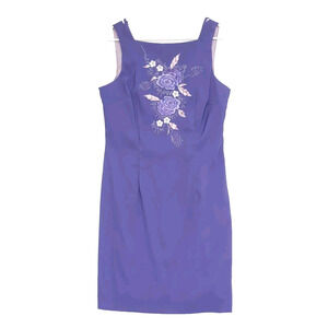 VTG 90s Y2K Sleeveless Purple Dress Sz 12 Floral Embroidered Feminine Fairy